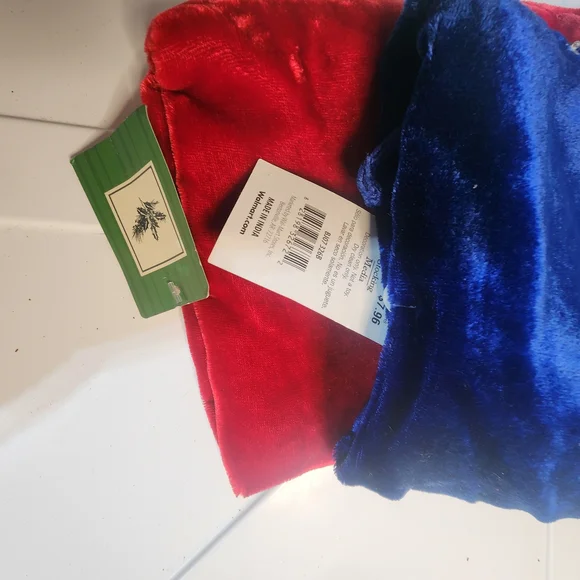 Velvet Red and Blue Christmas Stocking - Picture 5 of 5